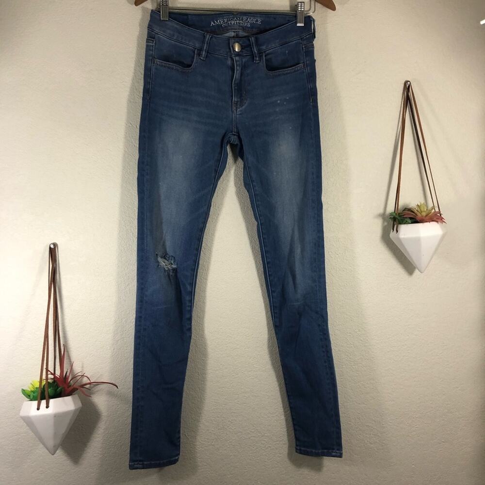 American Eagle AEO denim blue jegging skinny jeans 4 regular